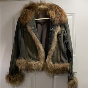 Real fur Denim jacket